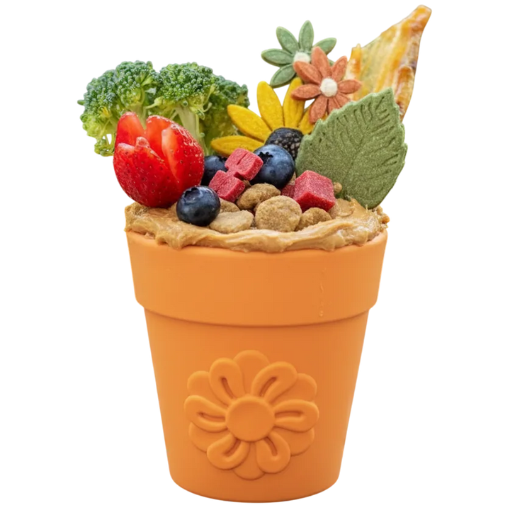 SodaPup Flower Pot rubber eCup dog treat dispenser in green