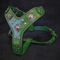 Bild in Galerie-Betrachter laden, Bestia Dog Gear Eros Harness Green Premium Thick Belt Leather Support by Bestia Dog Gear
