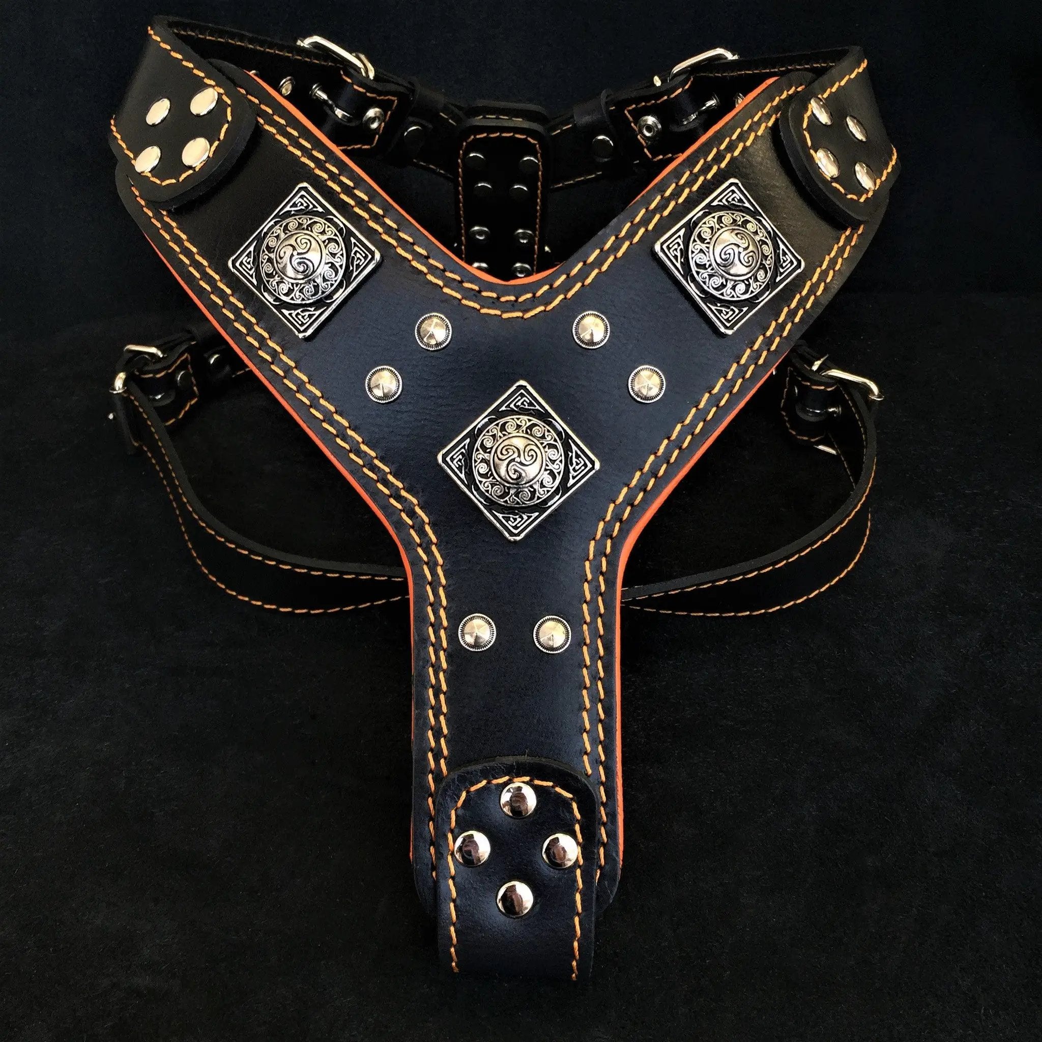 The "Eros" harness Black & Orange - Pet Collars & Harnesses from Bestia Dog Gear