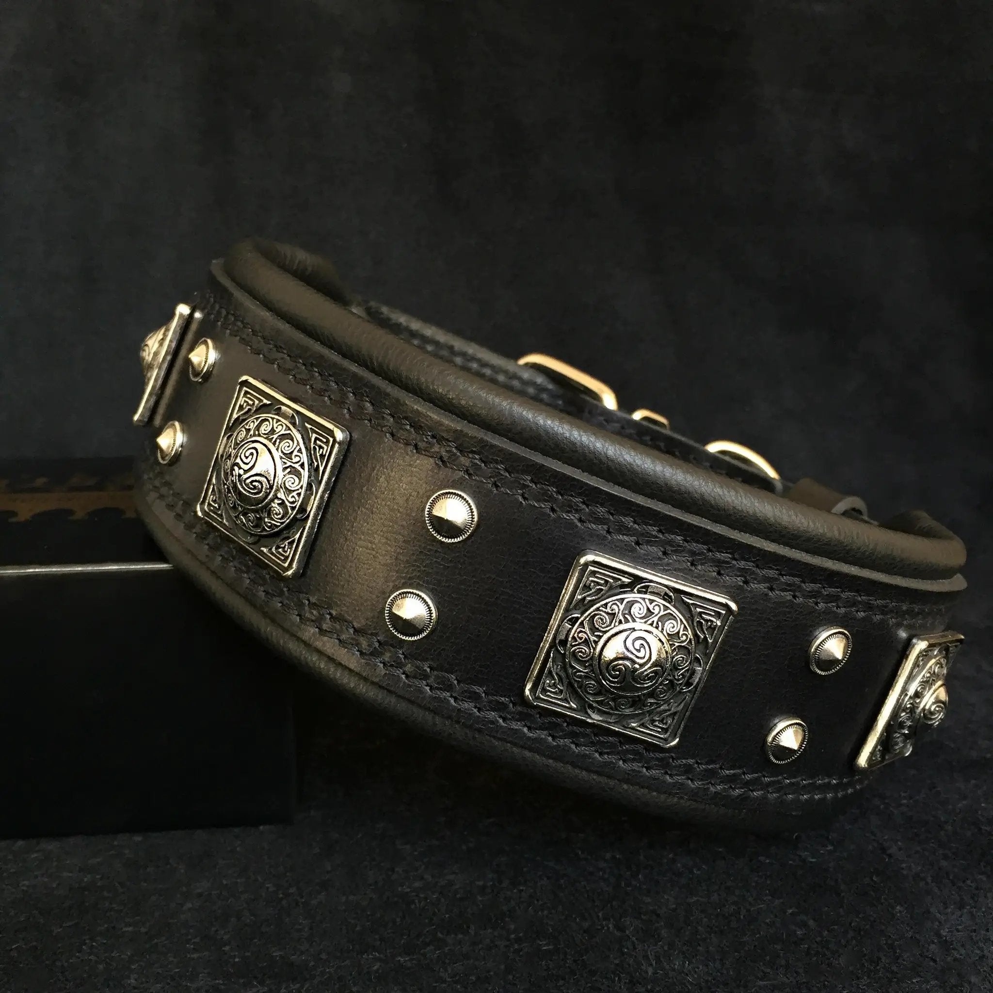 The all Black "Eros" collar 2.5 inch wide - Pet Collars & Harnesses from Bestia Dog Gear