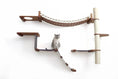Load image into Gallery viewer, The Expedition Cat Jungle Gym Wall System cat condo by Catastrophic Creations with brown wood platforms and rope bridge.
