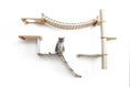 Load image into Gallery viewer, The Expedition Cat Jungle Gym Wall System cat condo by Catastrophic Creations; wooden platforms, rope bridge, and sisal post.
