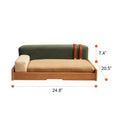 Load image into Gallery viewer, Modern Wooden Pet Bed for Cats & Dogs with green back cushion and beige seat cushion; two cushions
