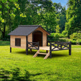 Cargar la imagen en la vista de la galería, Outdoor Large Wooden Cabin House Style Dog Kennel with Porch by HouseOfZazla
