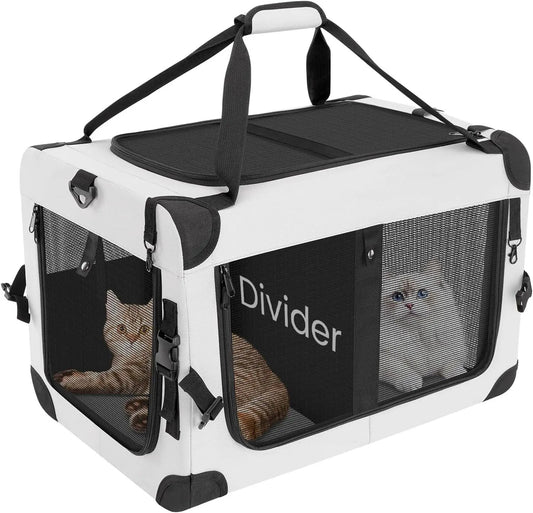 Large Cat Carrier for 2 Cats Soft Sided Travel Crate Up to 55lbs by Wags & Whiskers Pet Supply