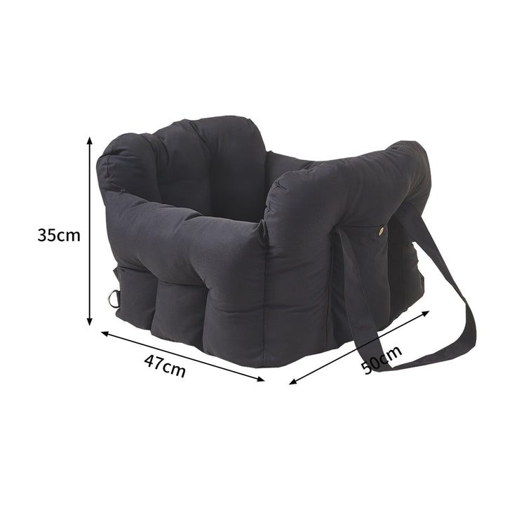 Black padded pet seat bed dimension image