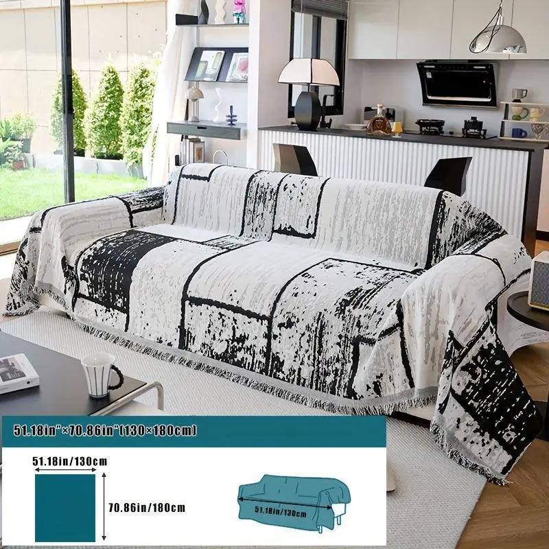 Luxury Pet Cover for Leather Sofa, black-gray abstract pattern, non-slip and machine washable, 130x180 cm
