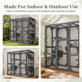 Load image into Gallery viewer, Outdoor cat enclosure by For Animals, With Love; dark gray wood frame with mesh panels and waterproof roof, 71x37x71 in

