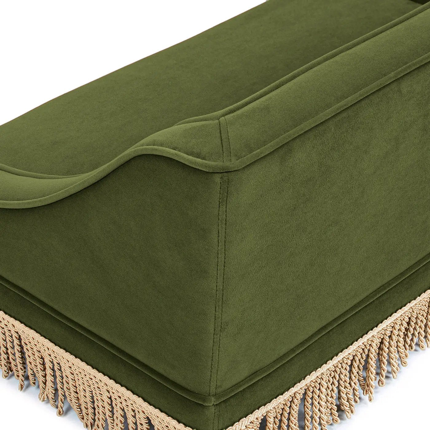 Duchess 33' Medium Princess Pet Bed Sofa with Fringe Skirt, Olive Green Velvet by HouseOfZazla
