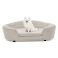Charger l'image dans la visionneuse de la galerie, OVERSIZED Size Oval Semi-Enclosed Dog Sofa - Durable Linen Material, Button-Tufted Backrest, High-Center Low-Sides Support & Plush Comfort-Beige by HouseOfZazla
