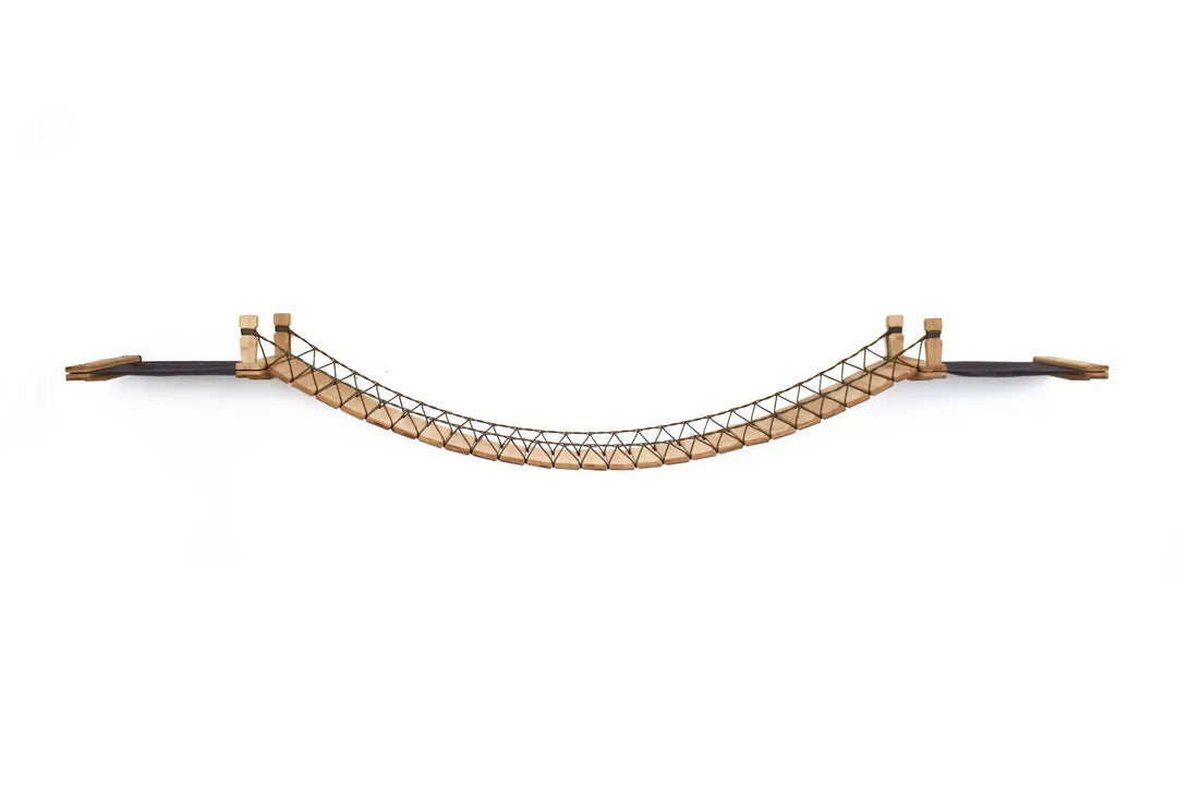 Double Cat Hammock and Climbing Bridge Combo cat bridge, curved natural wood with rope lattice