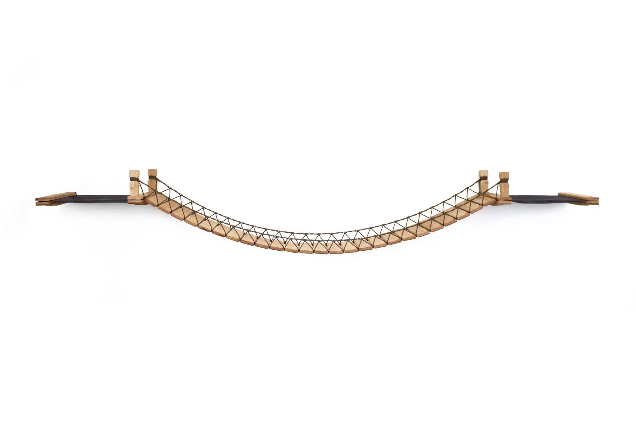 Double Cat Hammock and Climbing Bridge Combo cat bridge, curved natural wood with rope lattice
