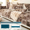 Load image into Gallery viewer, Luxurious Gradient Velvet Sofa Cover in brown-beige fur texture on a 4-seat sofa
