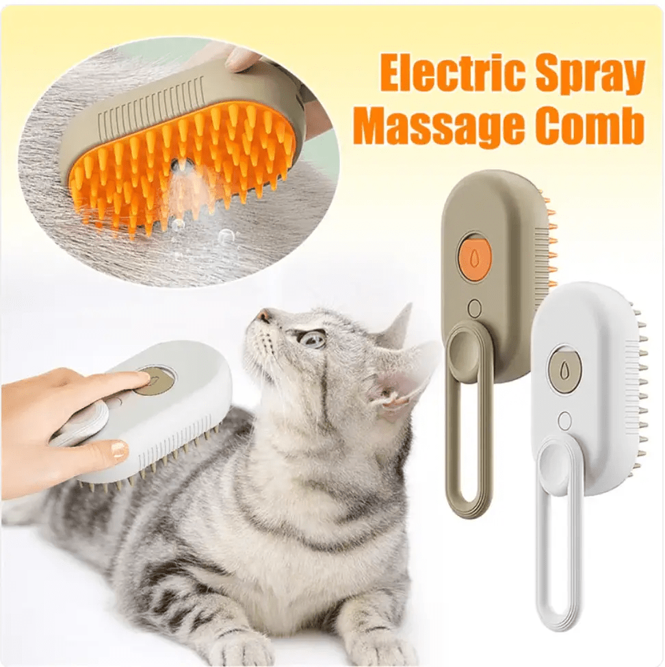 PurePet 3-in-1 Electric Pet Brush De-Shedding Self-Cleaning Black by For Animals, With Love