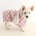 Load image into Gallery viewer, Small Dog Flannel Cape Towel by SOCKPET, pink and cream checkered plush cape.
