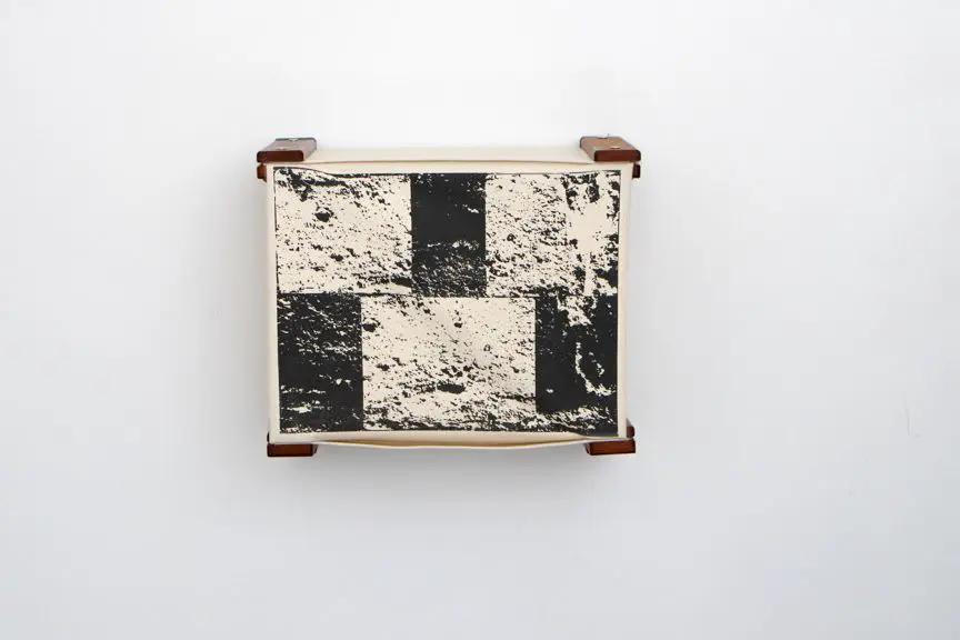 Enclosed Cat Bed Cat Wall Cubby by Catastrophic Creations; black-and-cream checker panel with wooden mounts