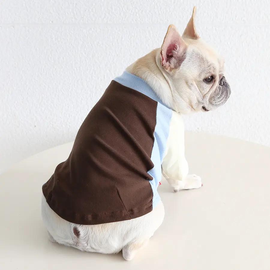 Pug & Frenchie Color-Block Tank by SOCKPET, brown and light-blue dog costume