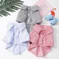 Load image into Gallery viewer, Three striped dog shirts set for small and medium dogs; breathable fabric in blue, black, and red.
