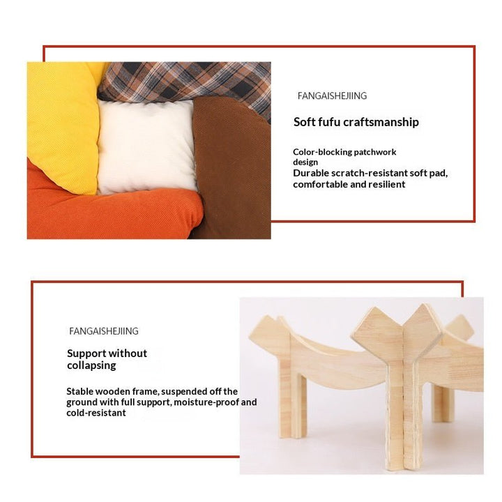 Cushion and slotted wooden stand details