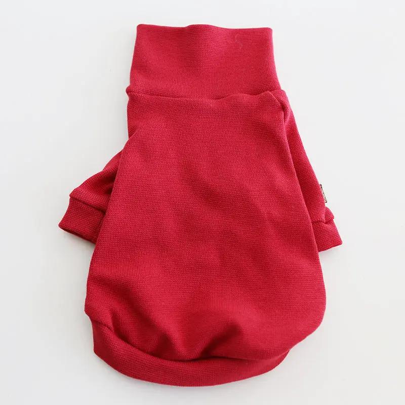 Small dog spring solid color two-legged sweater in red knit fabric