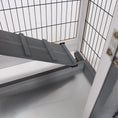 Load image into Gallery viewer, PawHut wooden rabbit hutch elevated bunny cage with gray ramp and black wire mesh
