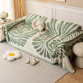 Load image into Gallery viewer, Versatile Chenille Sofa Cover by topspet; green leaf-pattern, pet-friendly.
