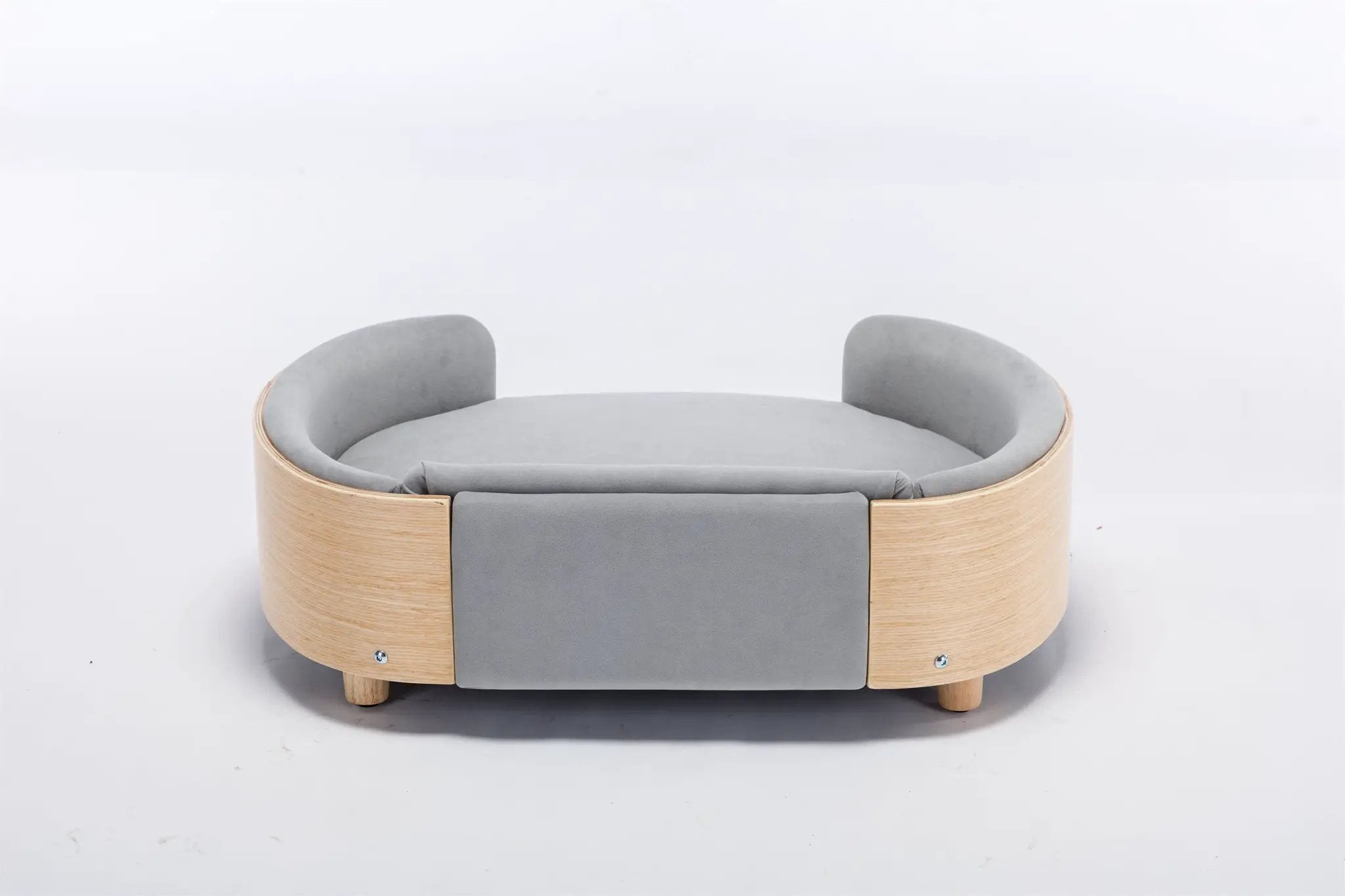 Scandinavian Style Elevated Dog Bed Pet Sofa Velvet Cushion Mid Size Light Grey by HouseOfZazla
