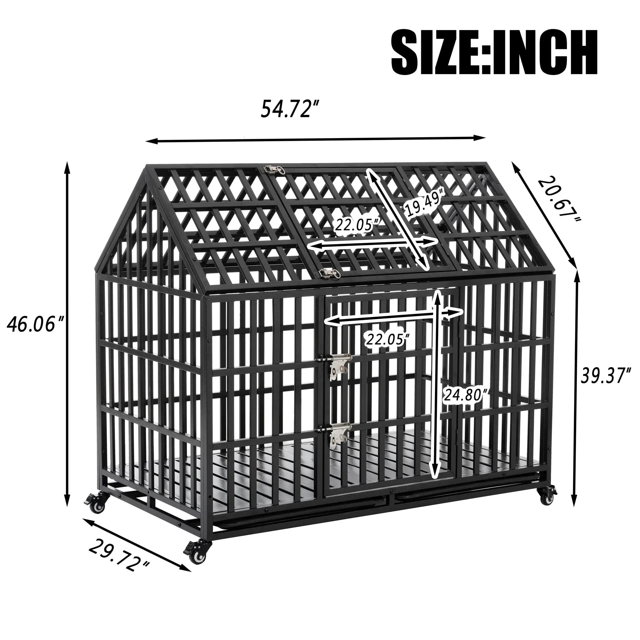 55 Heavy Duty Dog Crate Large Dog Cage Strong Metal Dog Kennels And Crates For Large Dogs With 4 Lockable Wheels - from For Animals, With Love