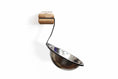 Carica l'immagine nel visualizzatore della galleria, Wall Mounted Cat Feeding Shelf with natural wood finish and black metal bracket
