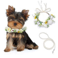 Load image into Gallery viewer, Mogoko 2 Pcs Dog Wedding Flower Collar and Pearls Beaded Leash Set Dog Flower Headband Floral Dog Collar Pearls Dog Leash Dog Wedding Dog Costumes Wreath Bow Dog Photo Prop (Small) - from For Animals, With Love
