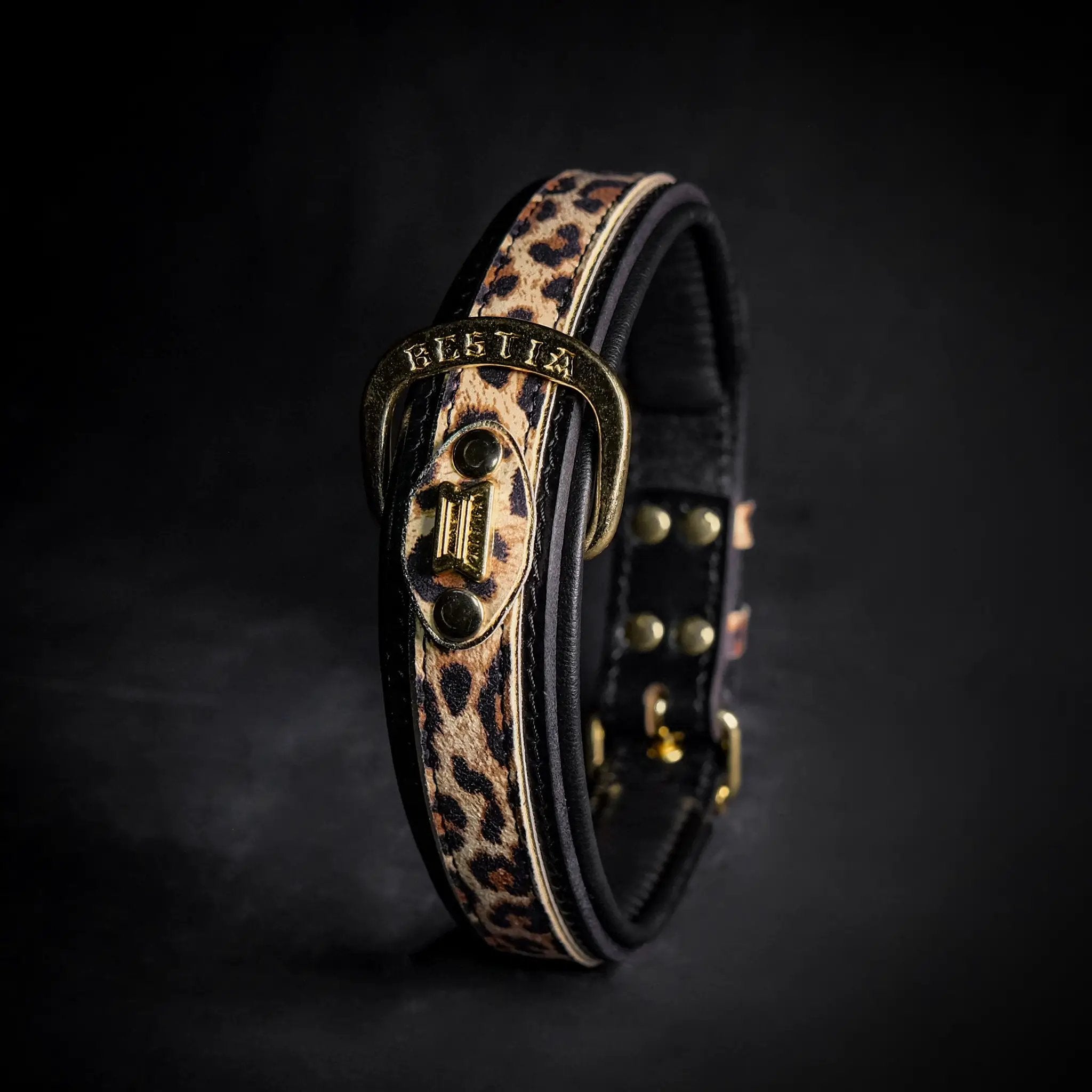 LEOPARD Limited Designer Dog Collar Handmade Exclusive In Europe by Bestia Dog Gear