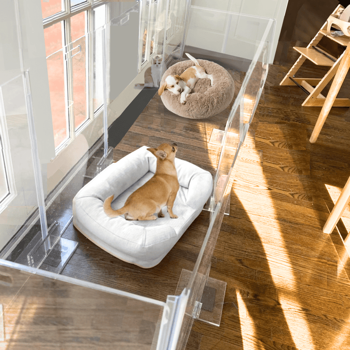 Hiddin Clear Acrylic Pet Playpen with Door – 32 in High