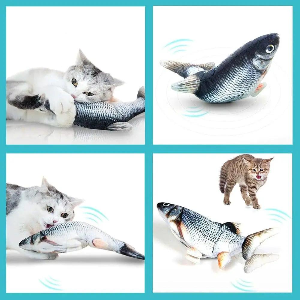 Stevvex Interactive Electric Flopping Cat Toy Fish Plush Mouse Set by Stevvex