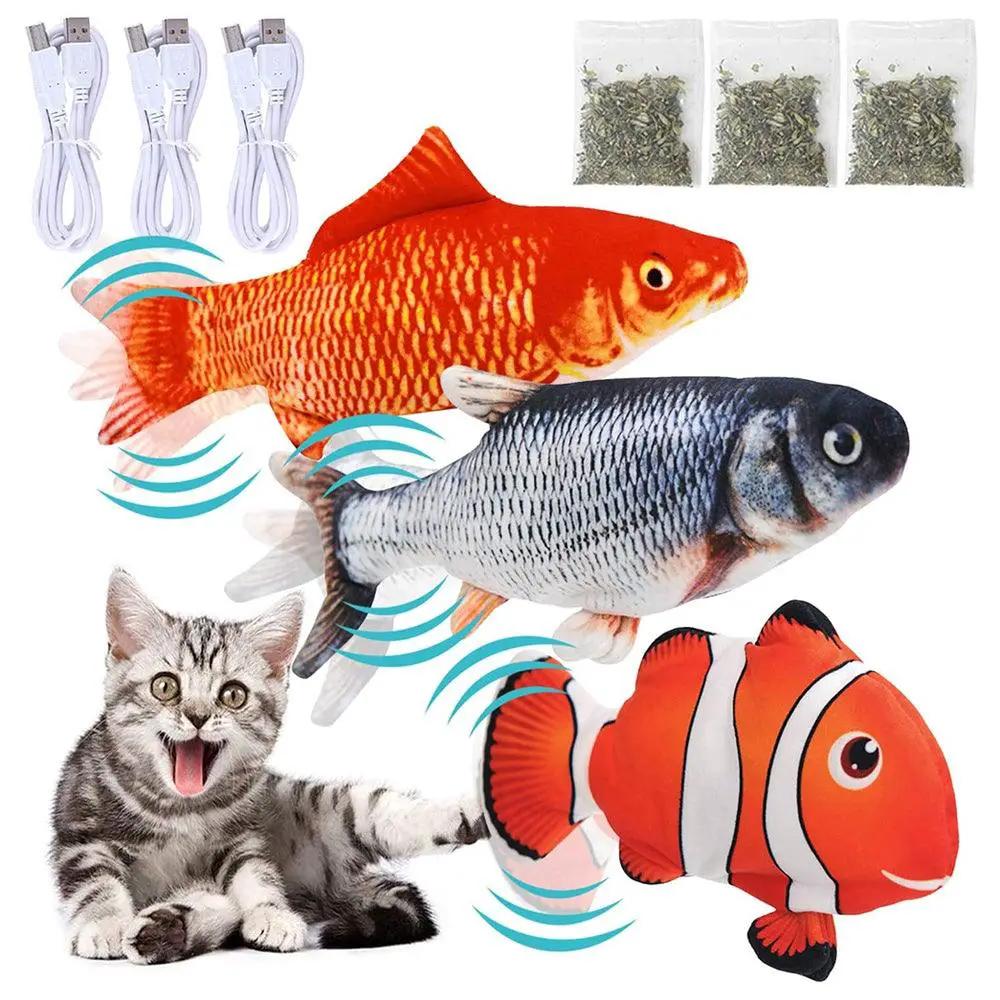 Stevvex Interactive Electric Flopping Cat Toy Fish Plush Mouse Set by Stevvex
