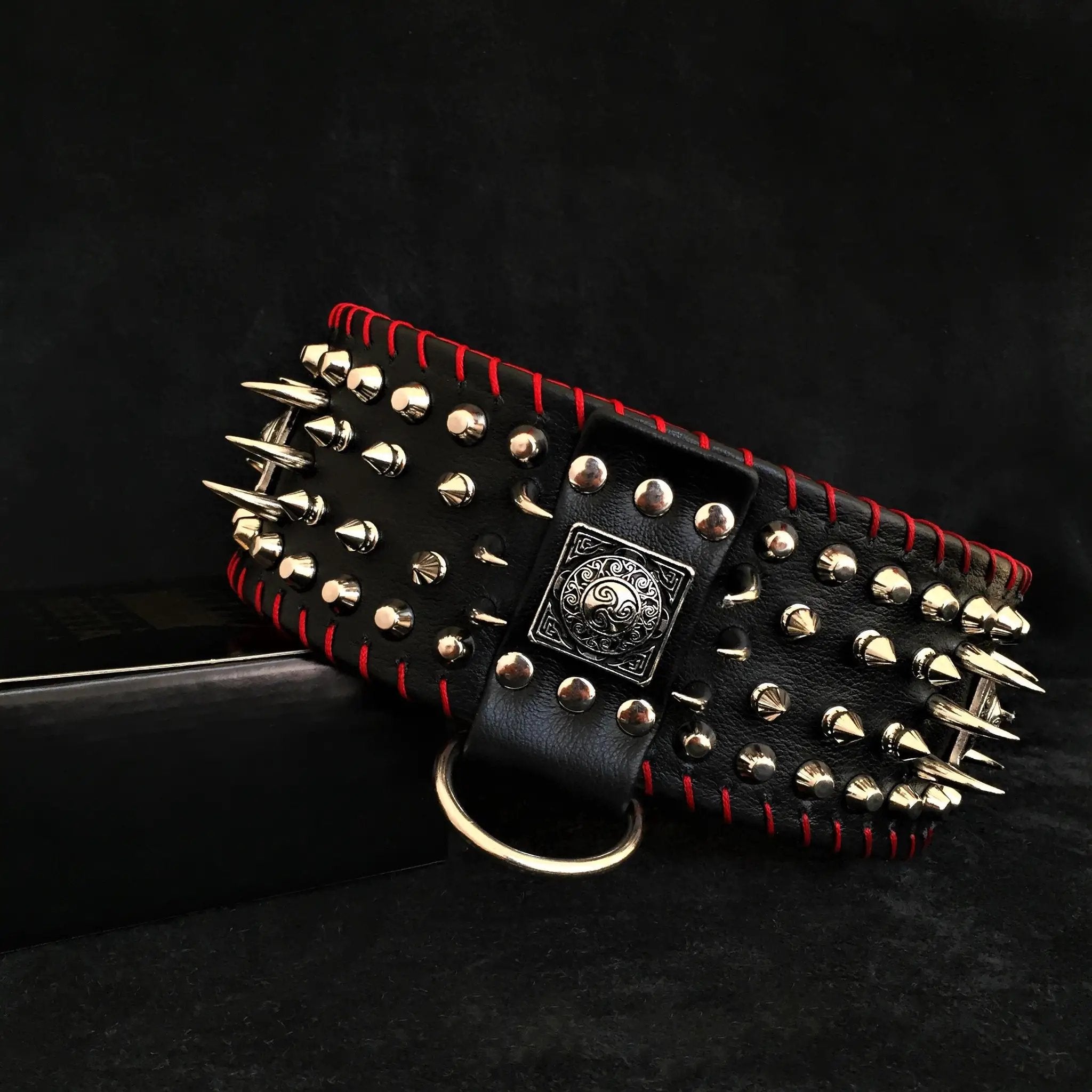 Bestia David Hand Stitched Full Grain Leather Show Collar 3.15 Wide by Bestia Dog Gear