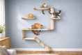 Carica l'immagine nel visualizzatore della galleria, The Deluxe Cat Fort - Modern Cat Condo; natural wood platforms and sisal rope column, five kittens.
