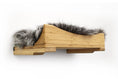 Load image into Gallery viewer, The Cat Nest Bed by Catastrophic Creations; wooden cat shelf with gray fur cushion
