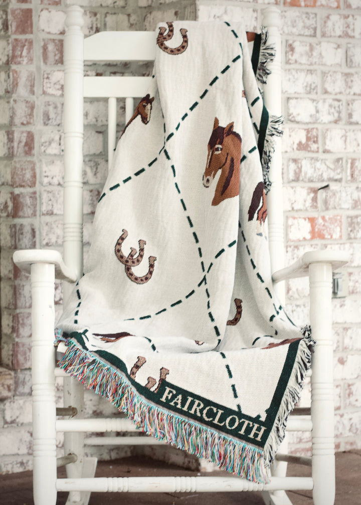 Faircloth Giddy Up Horse Cotton Throw Blanket