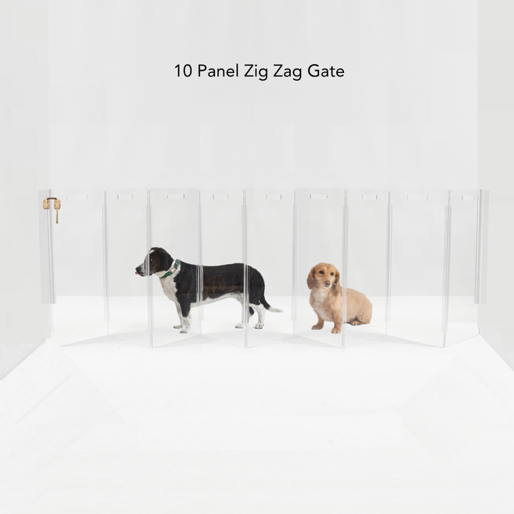 Hiddin Clear Acrylic Wall-Mounted Zig Zag Pet Gate – 30 in High