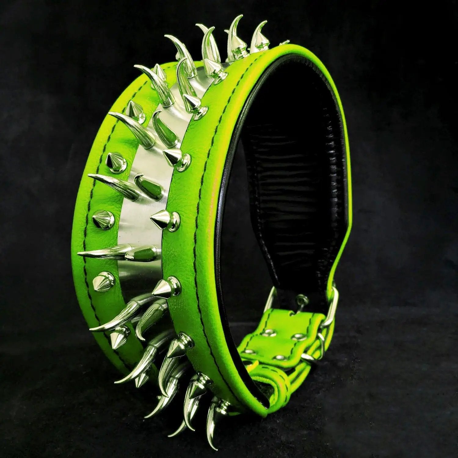 'Predator'' collar in Green - Pet Collars & Harnesses from Bestia Dog Gear