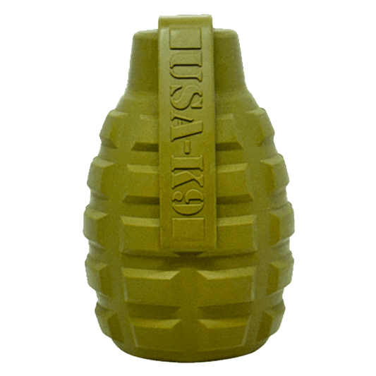 USA-K9 Army Green Grenade Dog Chew Toy Treat Dispenser K9 Durable by SodaPup/True Dogs, LLC