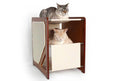 Load image into Gallery viewer, The Grotto cat condo with wood frame and beige panels; two cats lounging inside.
