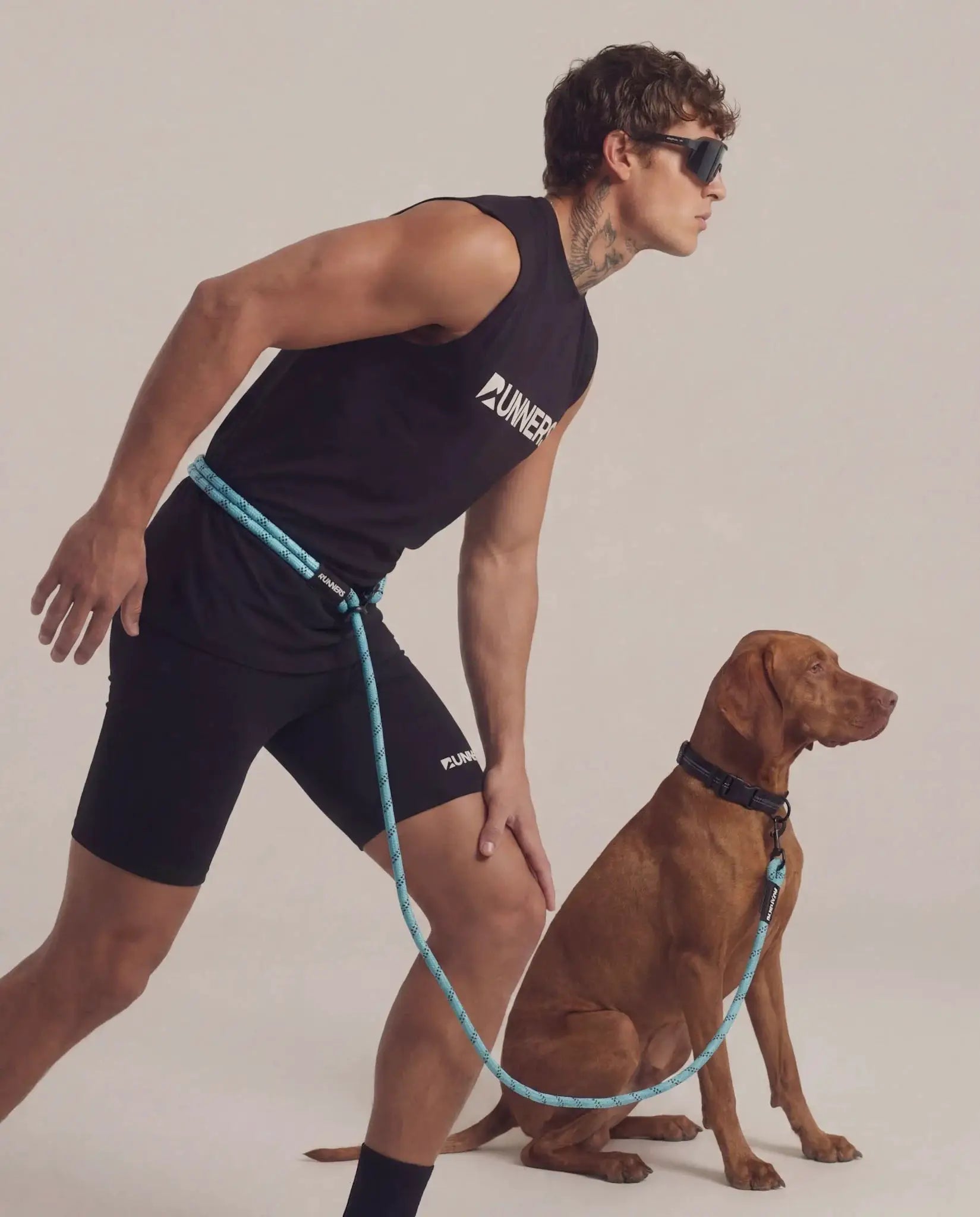 Runners Premium Aqua Blue Hands Free Running Dog Leash With Reflective Straps Six Feet Adjustable by Runner's Athletics