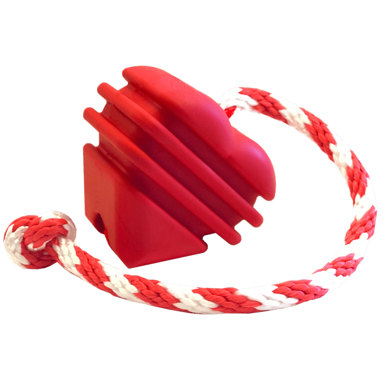 SodaPup heart-shaped rubber dog toy with string handle