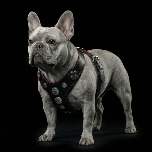 The ''Bijou'' harness Black & Red Small to Medium Size - Pet Collars & Harnesses from Bestia Dog Gear
