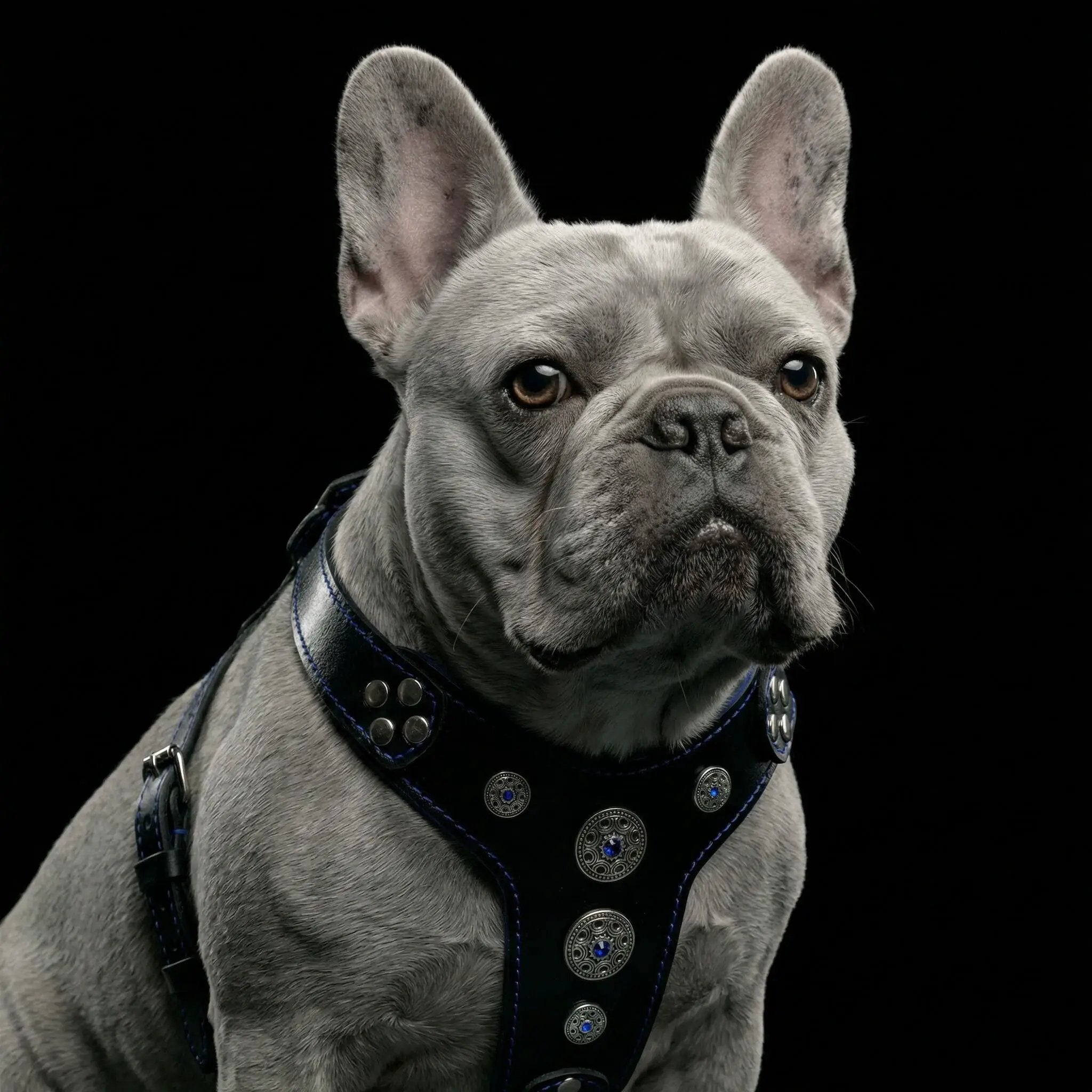 The ''Bijou'' harness Black & Blue Small to Medium Size - Pet Collars & Harnesses from Bestia Dog Gear