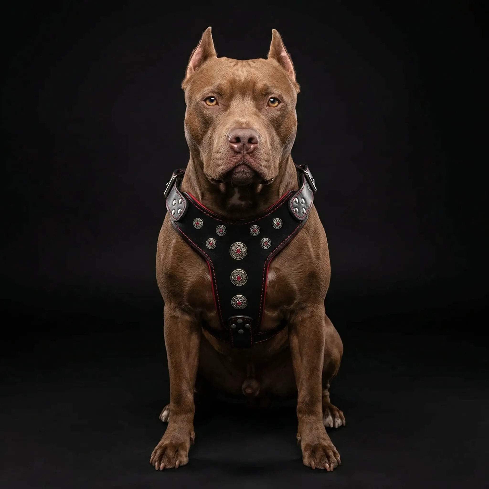 'Bijou'' harness Black & Red for big dogs - Pet Collars & Harnesses from Bestia Dog Gear