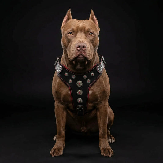 'Bijou'' harness Black & Red for big dogs - Pet Collars & Harnesses from Bestia Dog Gear