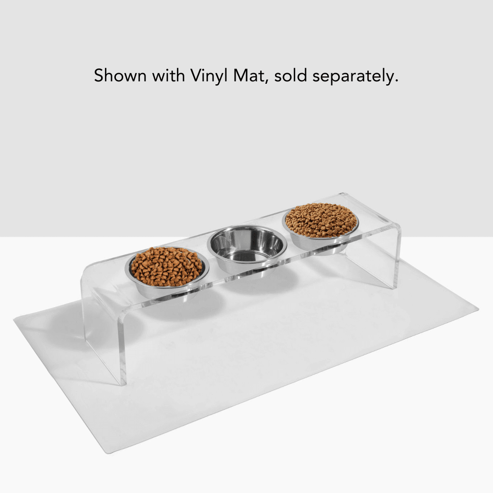 Hiddin Clear Acrylic Triple Feeder with Silver Bowls – 7 in High