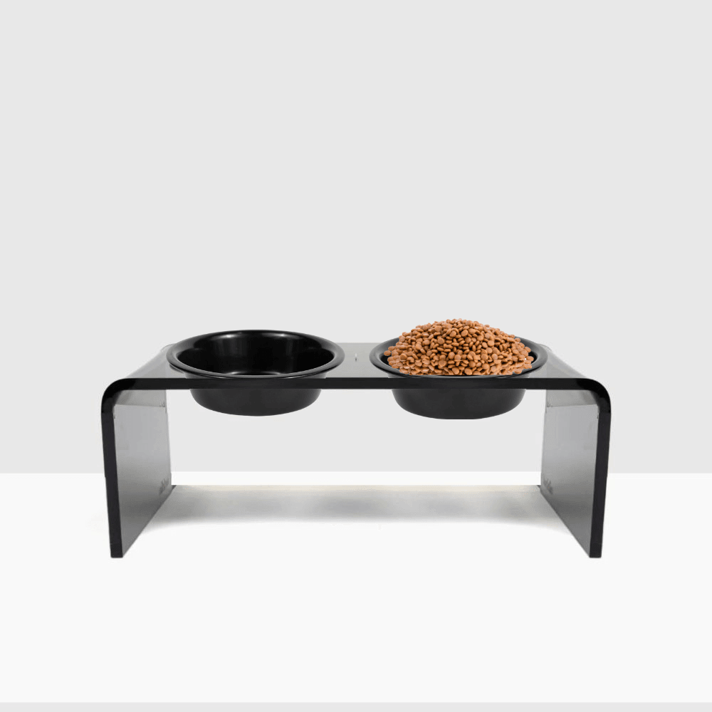 Hiddin Smoke Grey Acrylic Double Feeder – 7 in High